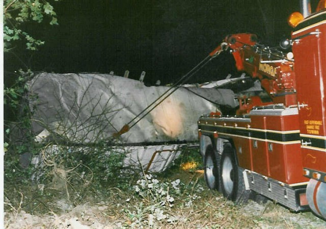 This truck full of eggs overturned on Route 897... 10/11/89